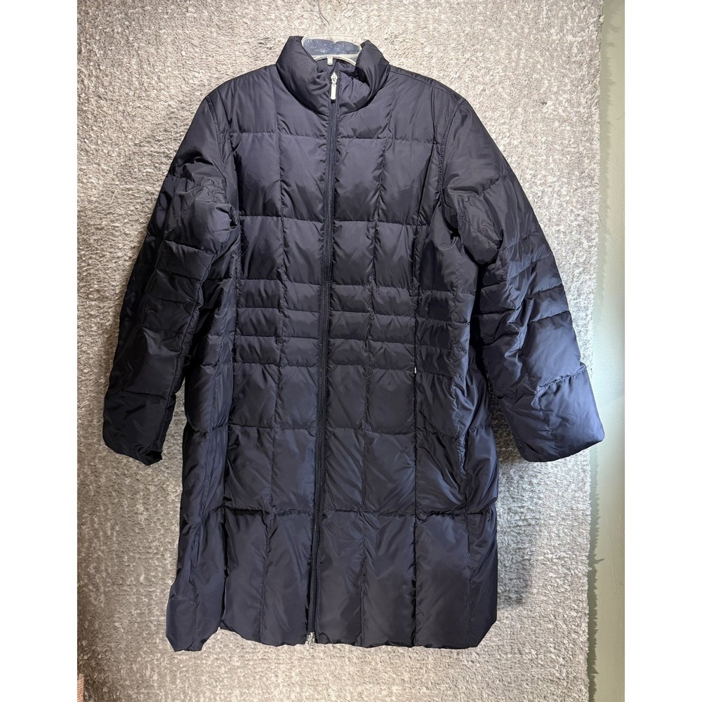 Lands End Reversible Goose Down Winter Puffer Jacket Coat Women 1X 16-18 Black